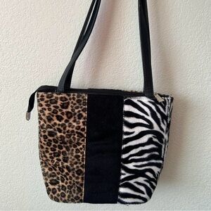 Stylish Animal Print Tote Bag - Black, Brown, White